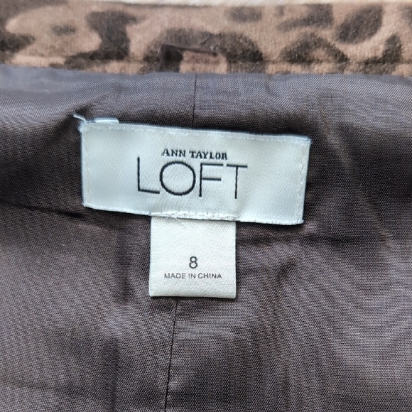 LOFT Brown Leopard Wool Mini Pencil Skirt Cocktail - Picture 2 of 5